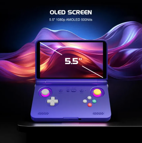 Retroid Pocket Flip2 Game Console 1080p Folding Game Console 5.5 Inch AMOLED Screen Handheld Game Machine with an Adreno 650 GPU